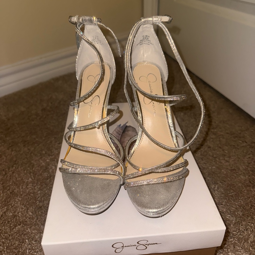 Jessica Simpson Silver Strappy Heels